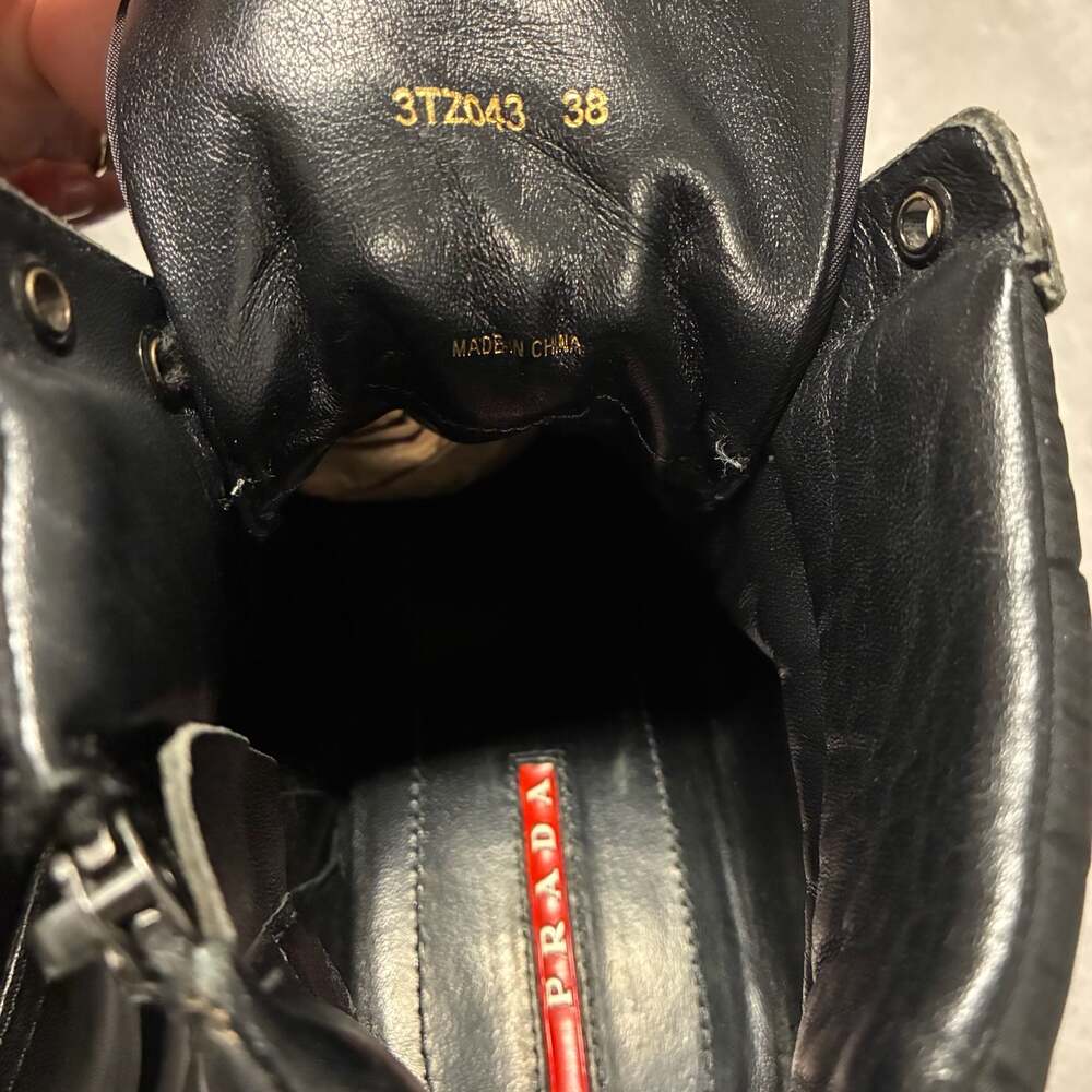 Y2k Prada Linea Rossa high-top sneaker boots in Black EU 38 Sz 7.5, 8 - Picture 2 of 7